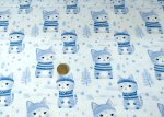 Frozzen Kity Hilco French Terry Kinderstoff Meterware mit Katzen im Schnee